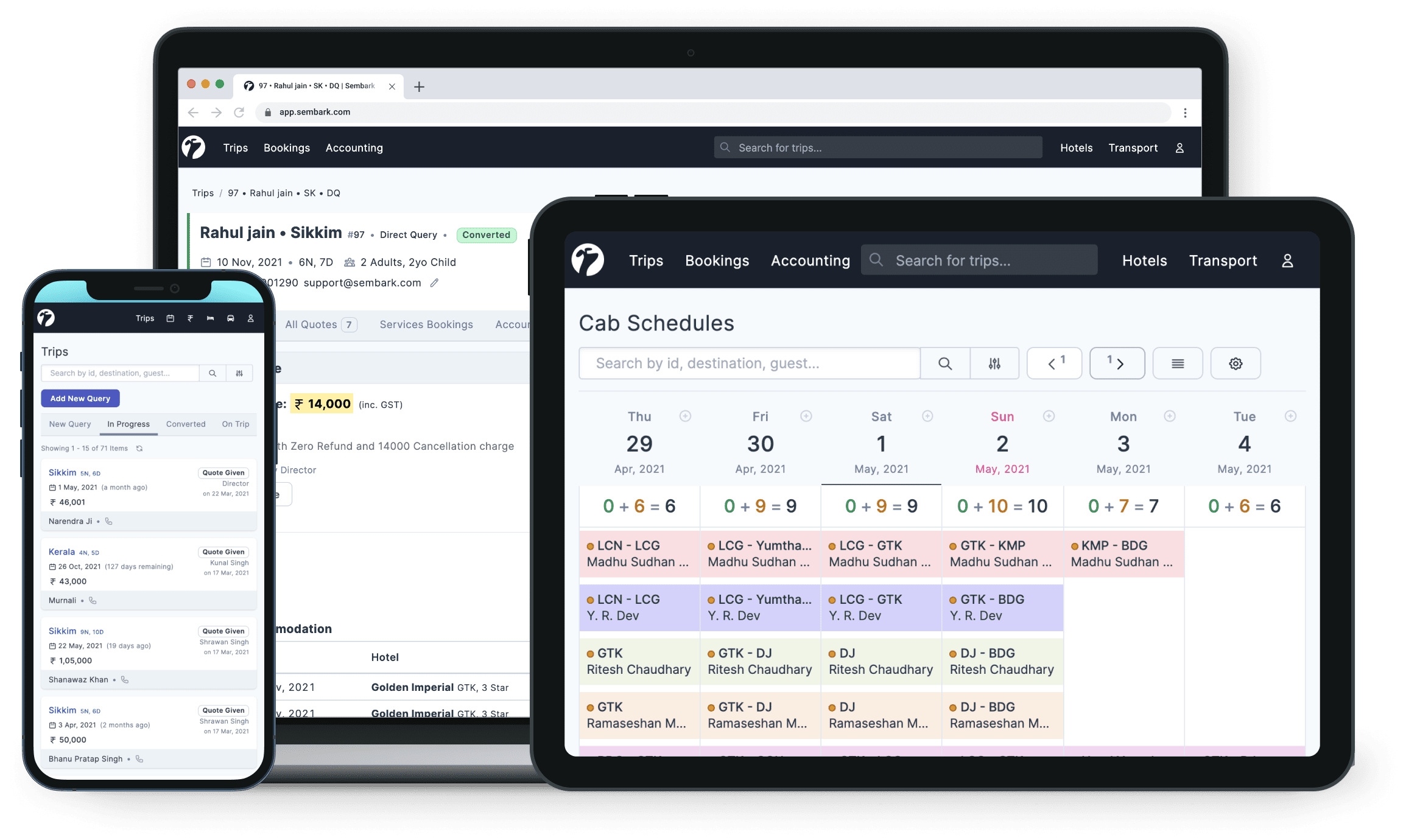 Application on Laptop, Mobile and Tablet