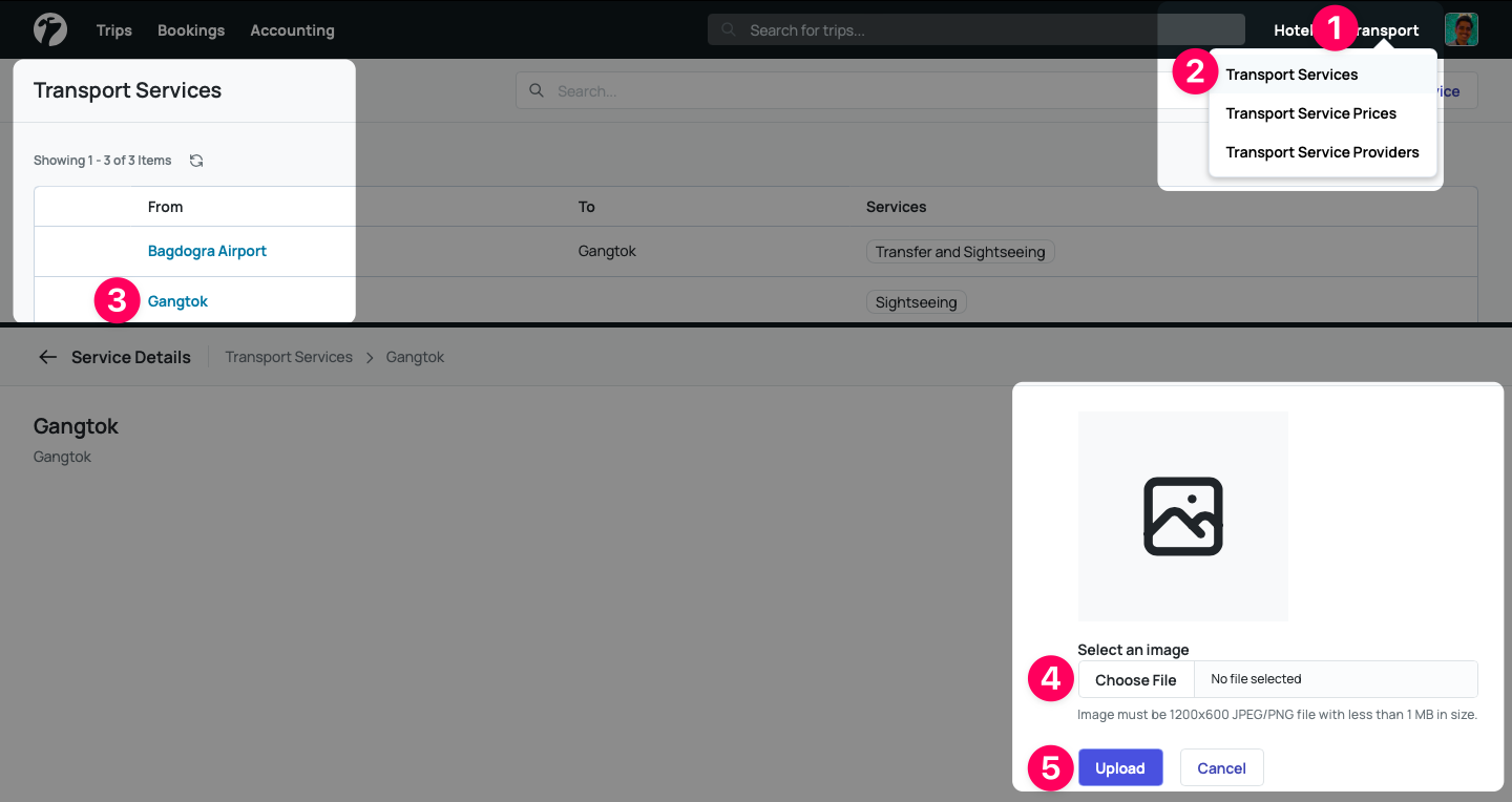 Add Image to Transport Services