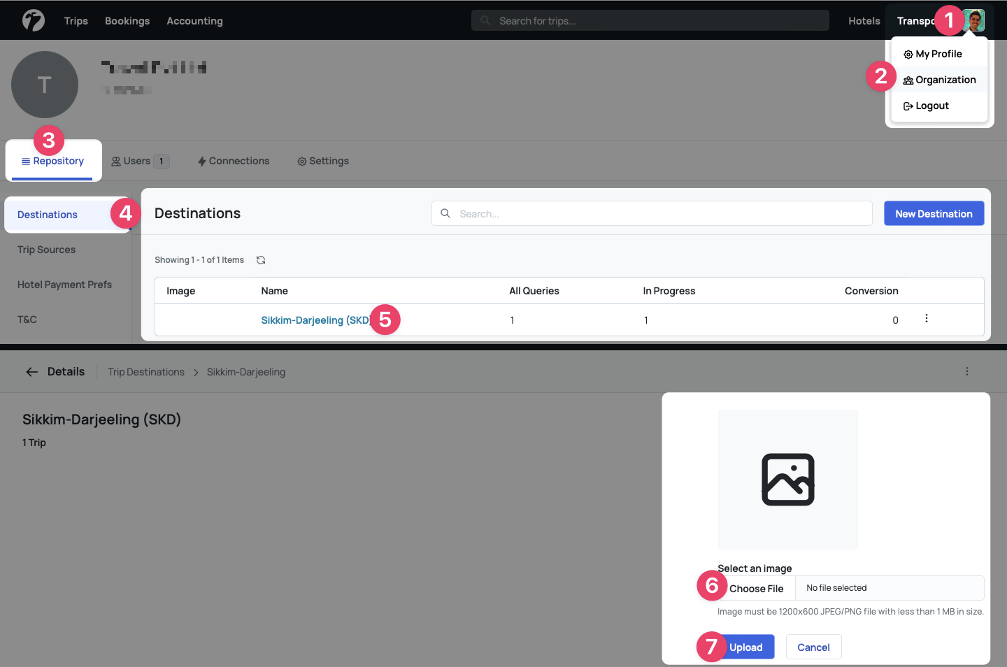 Add Images to Trip Destinations