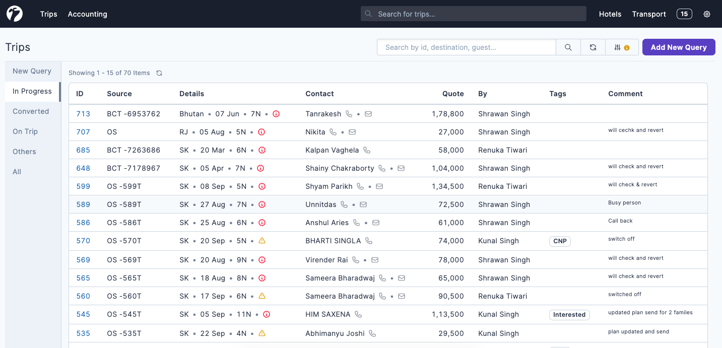 Image showing query listing page