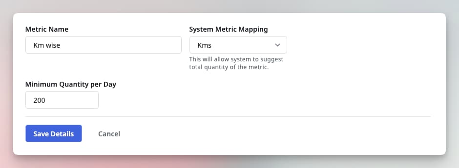 image showing page to add new cab price calculation metric