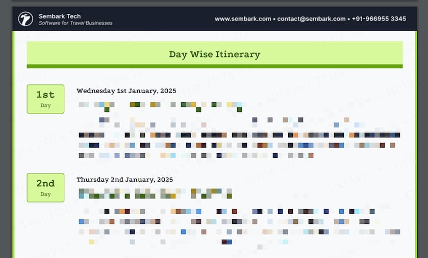 Image showing the quote pdf with page border and section title customizations