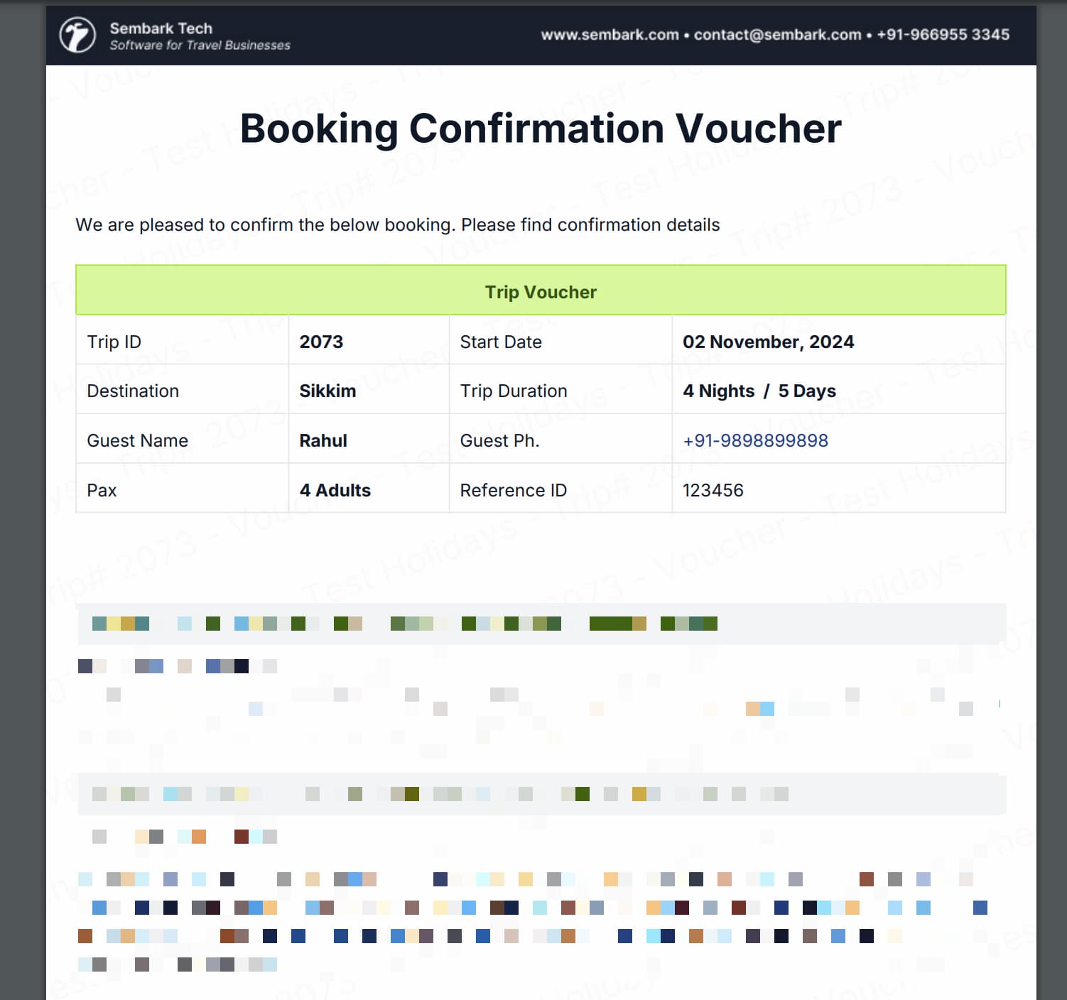Image showing sample of trip voucher with header banner image of brand