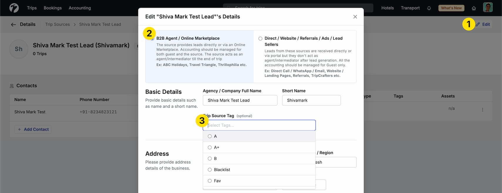 Image showing Trip Source Tag on Edit Source Page