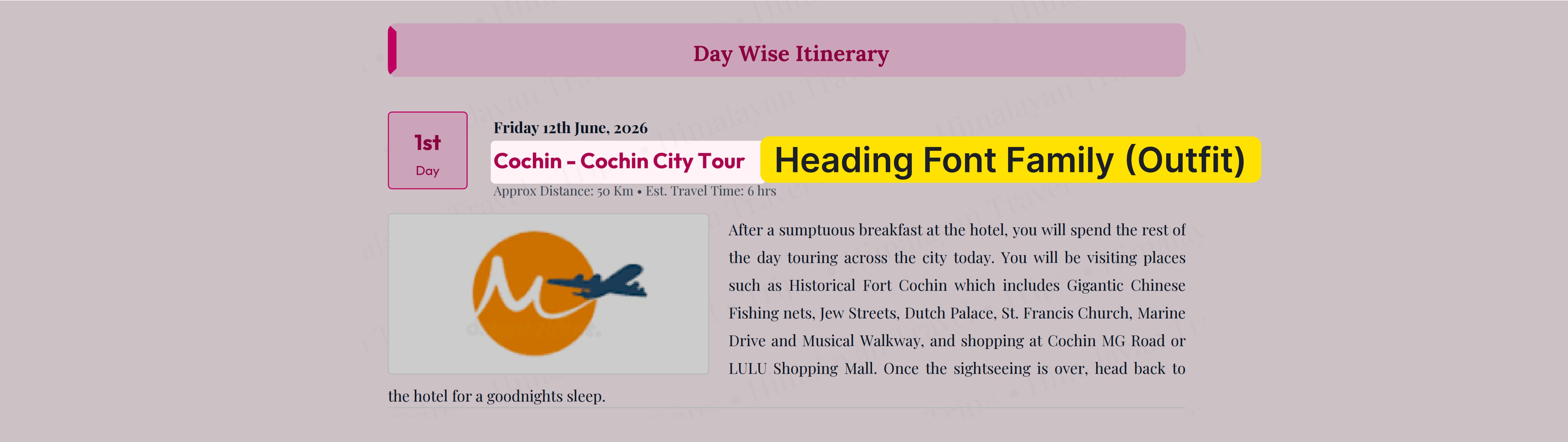 Image Showing heading level font family