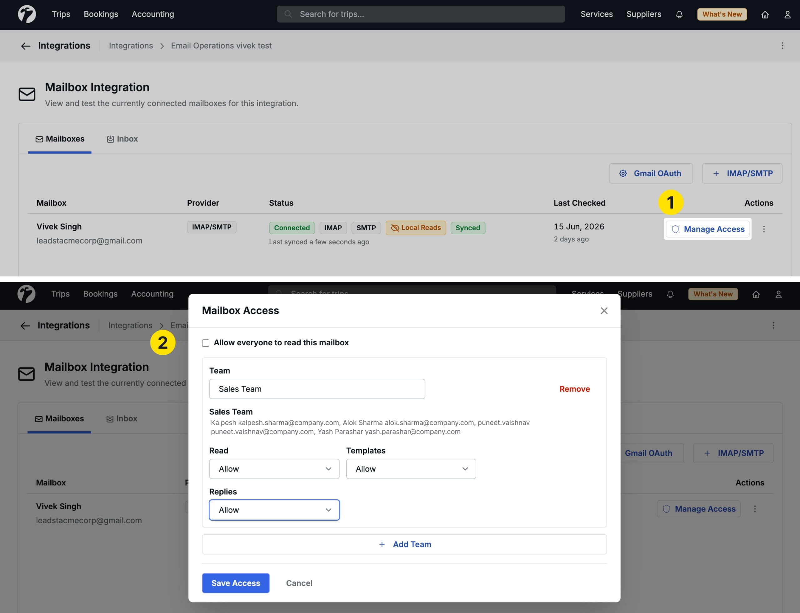 Image showing manage access