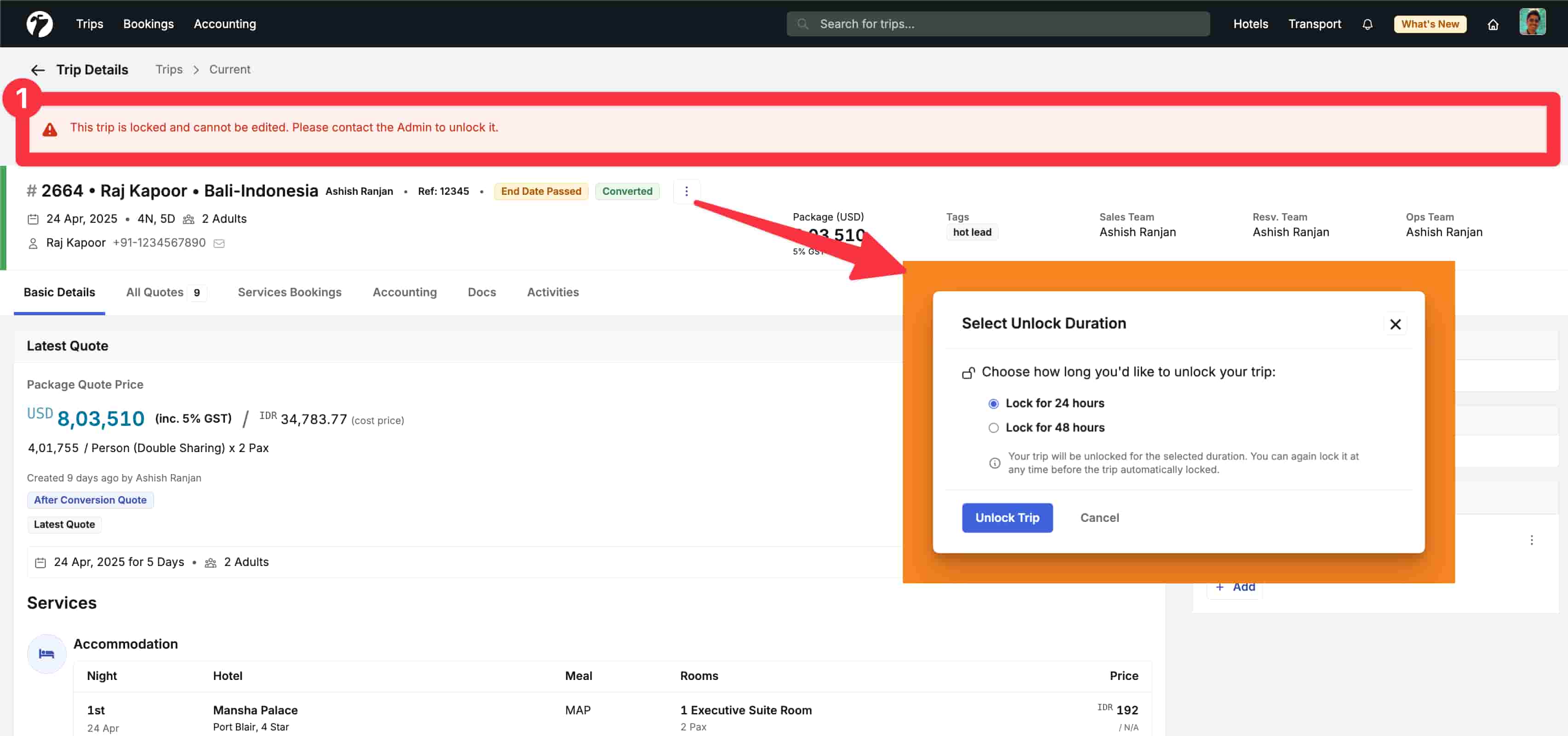 Image showing Trip Lock and Unlock process.