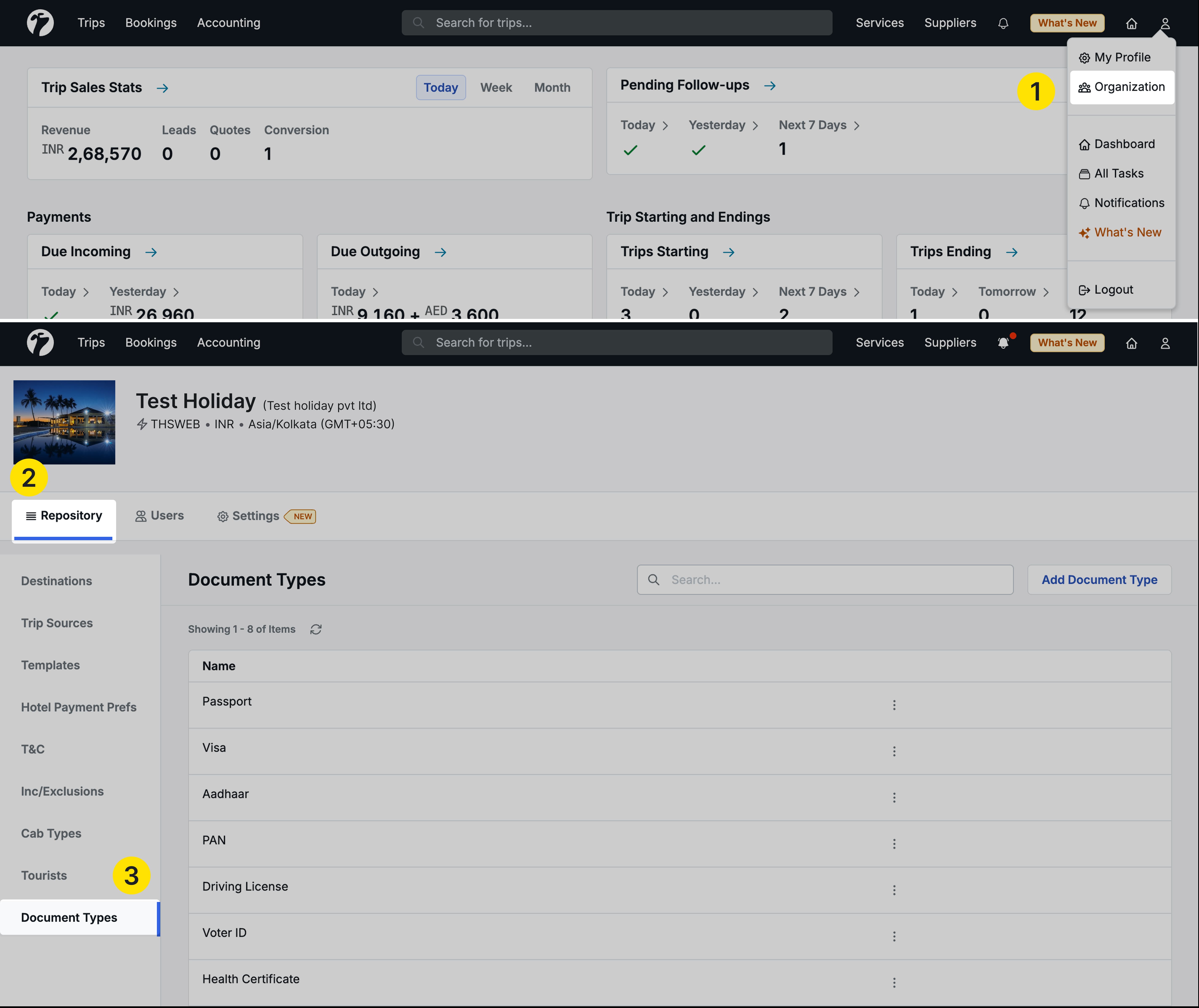 Image Showing the tourist document