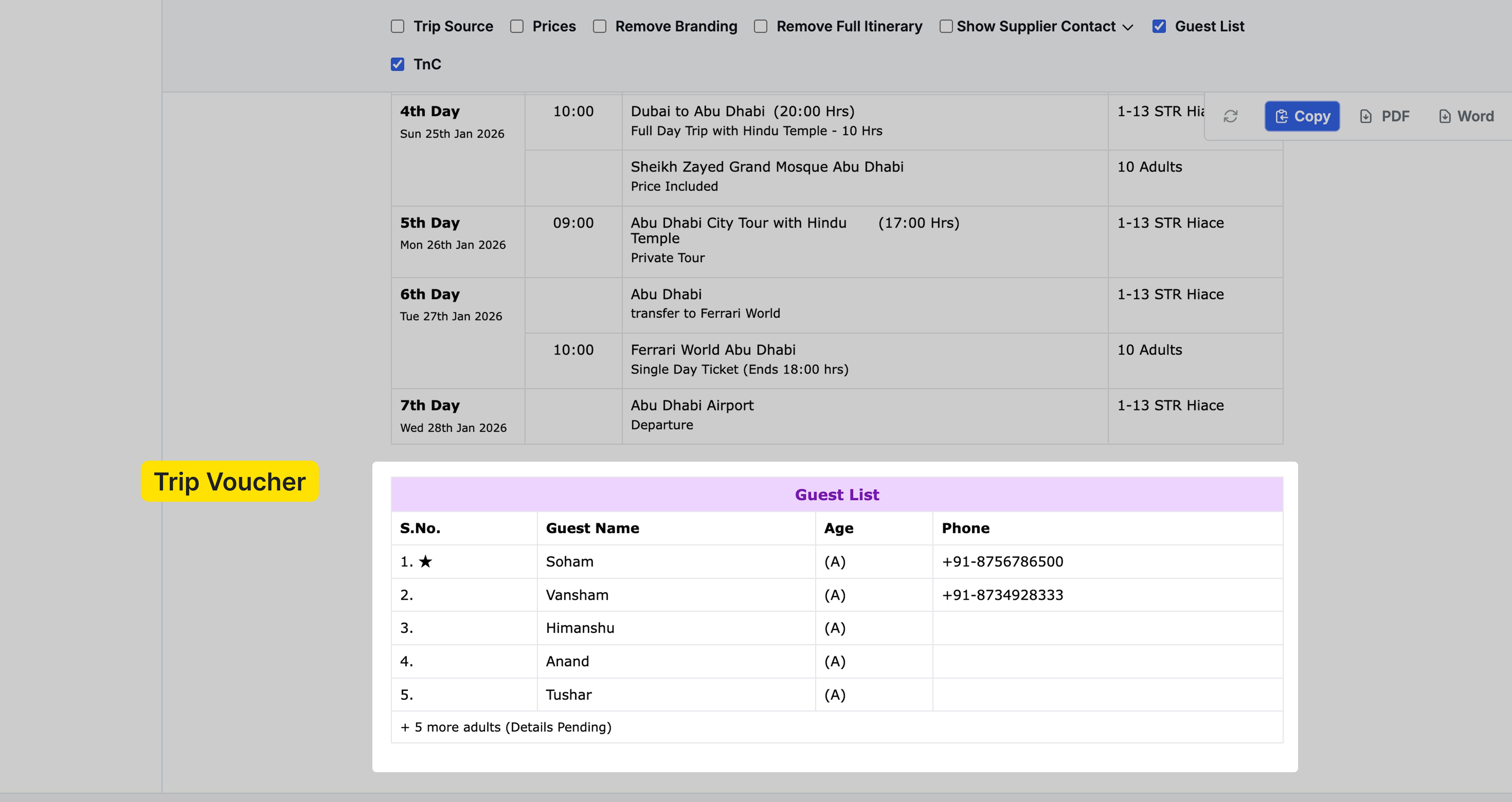 Image Showing the Multi-Guest trip voucher