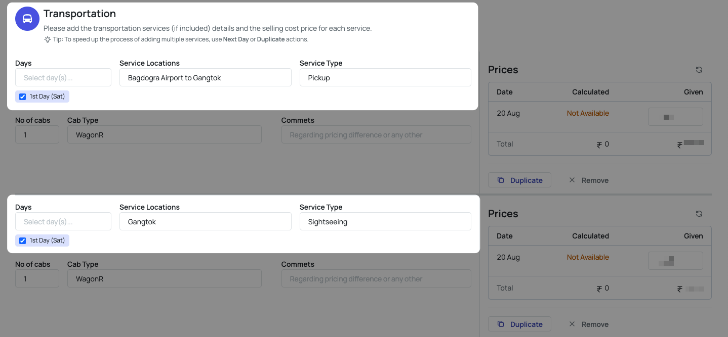Single Day Multiple Itinerary